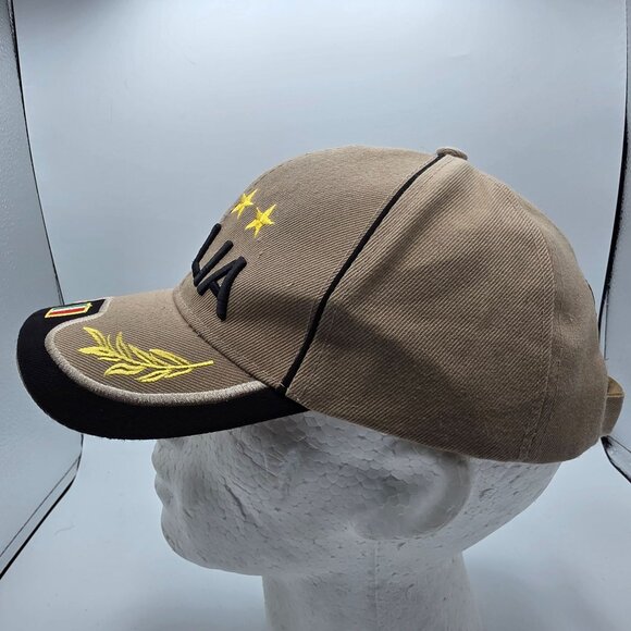 Italia Adults Beige Black Baseball Cap Stars Laurel Leaves Flag Adjustable - Picture 2 of 9